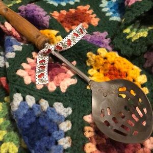 EKCO Slotted Metal Spoon with Wooden Handle